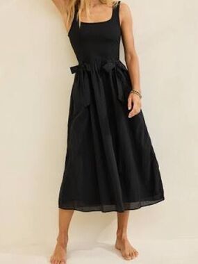 NWT Black Aerie at the Barre Bow Midi Dress, size Small